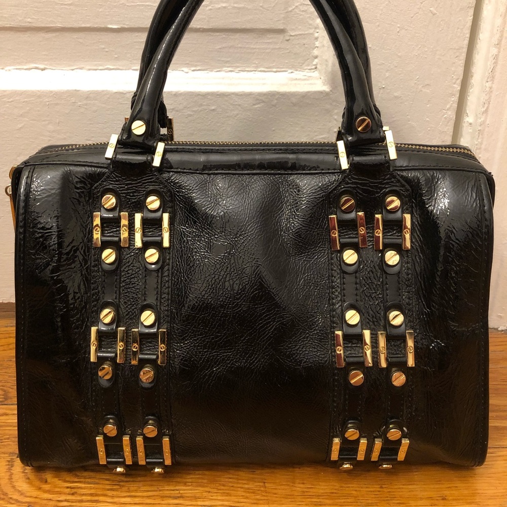 Tory Burch black patent leather bag